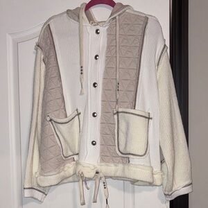 Cozy Cream and Tan POL Hooded Jacket